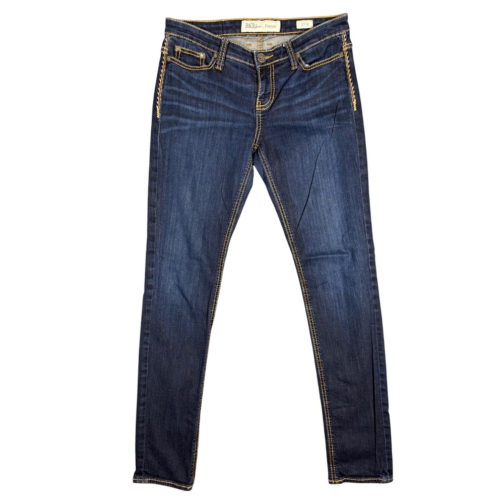 BKE Payton Skinny Jeans Womens 27R Dark Wash Embroidered Low Rise ABK637 Blue